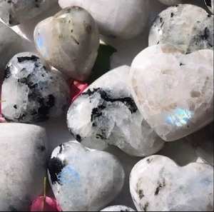 Gros Flashy arc-en-ciel pierre de lune coeur gonflé cristal naturel pierre précieuse coeur Reiki guérison Chakra pierre cadeau décor article - Product Image 2