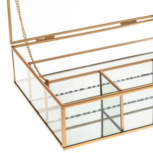 Boîte de rangement moderne de bijoux en verre de luxe, organisateur multi-compartiments à bord en métal doré, taille personnalisée pour l'emballage des bijoux, affichage - Product Image 3
