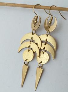 HA ARTISANAT H H # Boucles d'oreilles pendantes en laiton plaqué or antique 010, style tendance, bijoux pour occasions de mariage, unisexe, vente en gros, personnalisables - Product Image 2