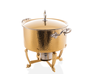 Luxueux ensemble de plats de chauffe-plats en acier plaqué or avec poignées en laiton fournitures de restauration à chaud pour hôtels et restaurants - Product Image 2