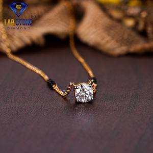 Labstone's 1,00 TDW Round Cut Diamond Yellow Gold Mangalsutra para bodas y regalos Color de la joyería Chapado en rodio de color de la EF-VS - Product Image 5