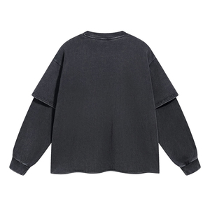 Personnaliser Streetwear Cotton Boxy Tee Print Jersey T Shirt Baggy Shirts Double Couche T-shirts à manches longues pour hommes - Product Image 1