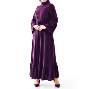 Luxe écologique Anti-rides respirant taille naturelle longueur au sol chapelle Train Abaya robes pour femmes vêtements islamiques - Product Image 2