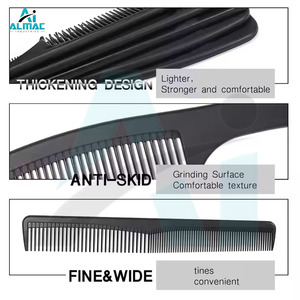 ALMAC Premium Professional Salon Hairdressing Comb Set Plastic Stainless Steel Teeth <b>Heat</b> Resistant Black Custom Logo Smooth - Product Image 5
