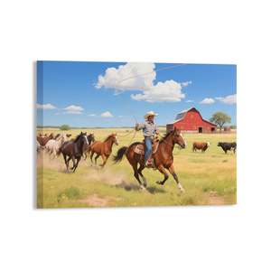 Singolo paesaggio moderno 4:3 tela da parete arte fatta a mano stampa digitale olio e mezzo acquerello per la decorazione della casa - Product Image 1