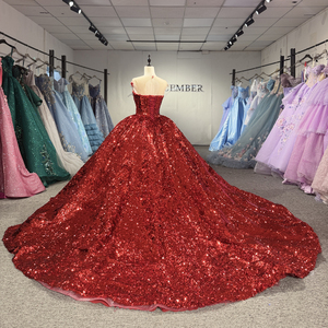 Abiti da cerimonia Jancember 8512 rosso brillante con paillettes per quinceañera - Product Image 3