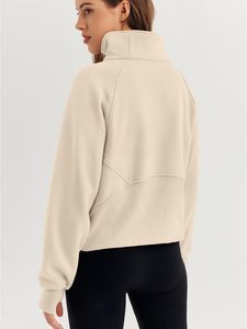 Vente en gros de sweats à capuche et sweat-shirts à col roulé imprimés pour femmes avec fermeture éclair à manches courtes pour la position du logo avant en hiver - Product Image 3