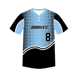 Service OEM, maillot de baseball respirant en polyester à deux boutons avec logo d'équipe personnalisé sublimé, nom/nombre, vêtements d'entraînement - Product Image 2