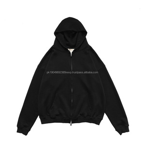Manufacturer Luxury Quality Heavyweight <b>Zip</b> Up Hoodies Hip Hop 100% Cotton Fleece Men Zipper Hoodies Puff Print <b>Zip</b> Up Hoodie - Product Image 4