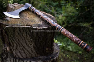 High Quality Damascus Steel <b>Axes</b> Multi-Purpose Use Different Colors Wooden <b>Handle</b> Factory Price Most Popular Industrial Design - Product Image 6