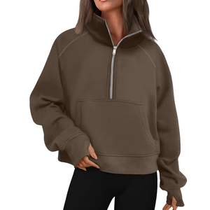 Sudadera con Cierre de Cremallera de Cuarto para Mujer, Marca Personalizada, Sudadera con Capucha de Media Cremallera, Ajuste Holgado, Forro Polar, con Bolsillo, Ropa Deportiva, Tops 2026 - Product Image 5