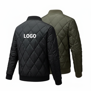 Mens Coated <b>Quilted</b> Bomber <b>Jacket</b> Lightweight Padded Zip-Up Winter Casual Front Custom Logo Diamond <b>Quilted</b> <b>Pattern</b> - Product Image 2