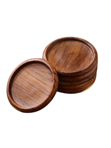 ถาดรองแก้วไม้ทรงกลมสไตล์วินเทจสินค้าตกแต่งบ้านโต๊ะในราคาโรงงาน - Product Image 3