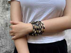 Brazalete de cuerno de vaca para mujer de moda ecológico de alta calidad, brazalete de cuerno de búfalo de tela hecho a mano de 13mm, diseños únicos para - Product Image 2