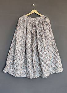 Falda con estampado de bloque de mano de algodón para fiesta en la playa de verano para Niñas para mujer ropa de mujer de cintura Natural transpirable - Product Image 4