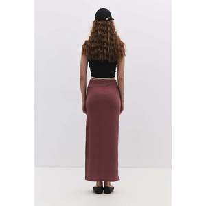 Falda Casual de Satén con Algodón Texturizado y Spandex, Cintura Imperio Natural, Estampado Maxi con Logotipo, Ideal para Fiestas, Verano, No Tejida - Product Image 5