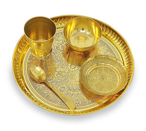 ที่ทันสมัยตามความต้องการของอินเดียของขวัญครั้งคราว Puja Thali ทองเหลือง Pooja Thali ชุดแบบดั้งเดิมทําด้วยมือ Thali ชุดสําหรับ Pooja Arti - Product Image 6