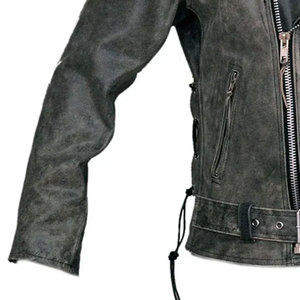 แจ็กเก็ตหนังสำหรับผู้ชายเสื้อแจ็กเก็ตหนังแท้คอเสื้อสองชั้น - Product Image 6