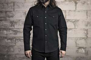 Suministro de fábrica 100% algodón pesado hermosas camisas de lona camisas de manga larga de lona para hombres Lona de un solo botón sólido personalizado - Product Image 4