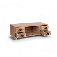 Coffre de rangement compact stéréo mini à 4 tiroirs, style japonais, en teck et laiton, solution de rangement efficace pour bijoux et montres, décoration, cadeau