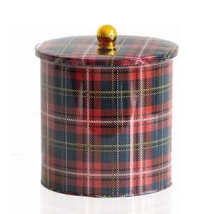 Ekose 4.1L Contenedor de alimentos redondo de metal 175x180mm con mango de perilla y diseño a cuadros para almacenamiento de alimentos - Product Image 1