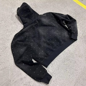 Sudaderas con capucha con diamantes de imitación para hombre con logotipo impreso en pantalla personalizado, algodón pesado de gran tamaño, algodón, lavado ácido, sol, desteñido - Product Image 4