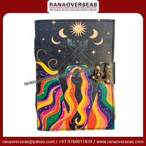 Cuaderno de escritura diario de cuero hecho a mano Premium Sun & Moon impreso Sketchbook gran regalo para hombres - Product Image 3