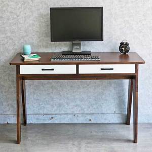 Acacia Wood A-shaped Leg Laptop <b>Desk</b> with 120x60cm Storage <b>Drawers</b> for Home Office - Product Image 3
