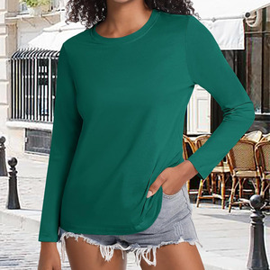 Camiseta de mujer con logotipo personalizado para mujer, camiseta transpirable de lujo, camiseta de manga larga de Color personalizado para mujer - Product Image 5