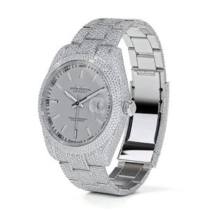 Montre pour homme de haute qualité, sertie de diamants Moissanite VVS, style Hip Hop, bracelet en acier inoxydable, mouvement à quartz - Product Image 2