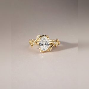 แหวนหมั้นเพชรโมอิสซาไนต์ทรงรี ทอง 10K 14K 18K เงิน แพลตินัม ดีไซน์ธรรมชาติ ราคาโรงงานโดยตรง - Product Image 5