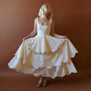 Wholesale New Design Multi-Layer Loose Maxi <b>Dress</b> Custom Logo Solid Color Ruffle <b>Strapless</b> Natural Solid Color Long Maxi <b>Dress</b> - Product Image 1