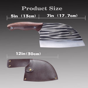 Couteau de cuisine fait à la main en acier forgé damas pour l'extérieur coupe viande couperet manche en bois de rose couteau de chef personnalisé OEM - Product Image 5