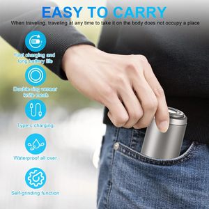 Rasoir électrique portable 2-en-1 pour hommes, rechargeable par USB, sans fil, étanche, rasoir rotatif IPX7 lavable - Product Image 5