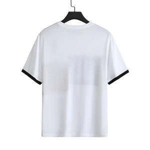 T-shirt élégant pour hommes Noir Orange Blanc Color Block Design Casual Modern Breathable Cotton O-Neck Digital Printing for Men - Product Image 4