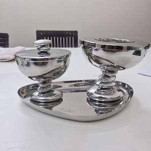 Juego de Quemadores de Incienso con Tema de Piedras Árabes, Plateado y Dorado, con Bandeja de Acero Inoxidable de Diseño para el Hogar y Regalos, Regalo de Ramadán - Product Image 2