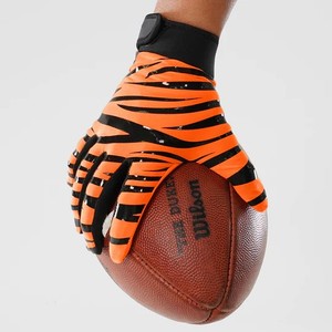 Tiger Stripes Sticky Custom Design American Football Gloves Comfortable Palm American Football Gloves - Product Image 5
