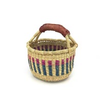 Panier africain en jonc de mer fait à la main de haute qualité avec poignée paniers de rangement décoratifs bohèmes Bolga