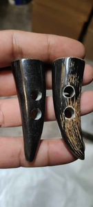 Boutons ronds ovales à 2 trous en corne de buffle naturelle de haute qualité, pour jeans, manteaux, vestes, sacs, couleur noire, logo personnalisé, décoration - Product Image 3