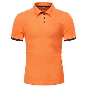 เสื้อโปโลผ้าคอตตอนสำหรับผู้ชายคอลเลกชั่นล่าสุดผ้าเจอร์ซีย์สีพื้น - Product Image 6