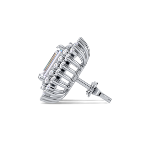 IGI Certified Lab Grown Diamond Emerald Cut Double Halo Stud <b>Earrings</b> <b>Solid</b> 925 Sterling <b>Silver</b> Rectangle Cluster <b>Earrings</b> - Product Image 3