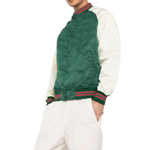 Blouson aviateur en satin de soie brillant pour hommes Blouson de baseball à l'avant avec ourlet et poignets côtelés Veste pour hommes - Product Image 5