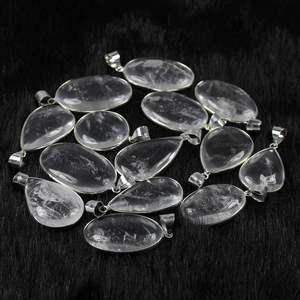 Collar de piedras preciosas de cuarzo de cristal transparente de hermosa calidad acabado pulido suave cabujón de piedras preciosas colgante de bisel al por mayor - Product Image 3