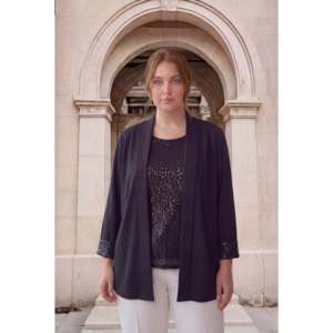 Women's <b>Plus</b> <b>Size</b> <b>Sequin</b> Sleeve <b>Jacket</b> Black - Product Image 3