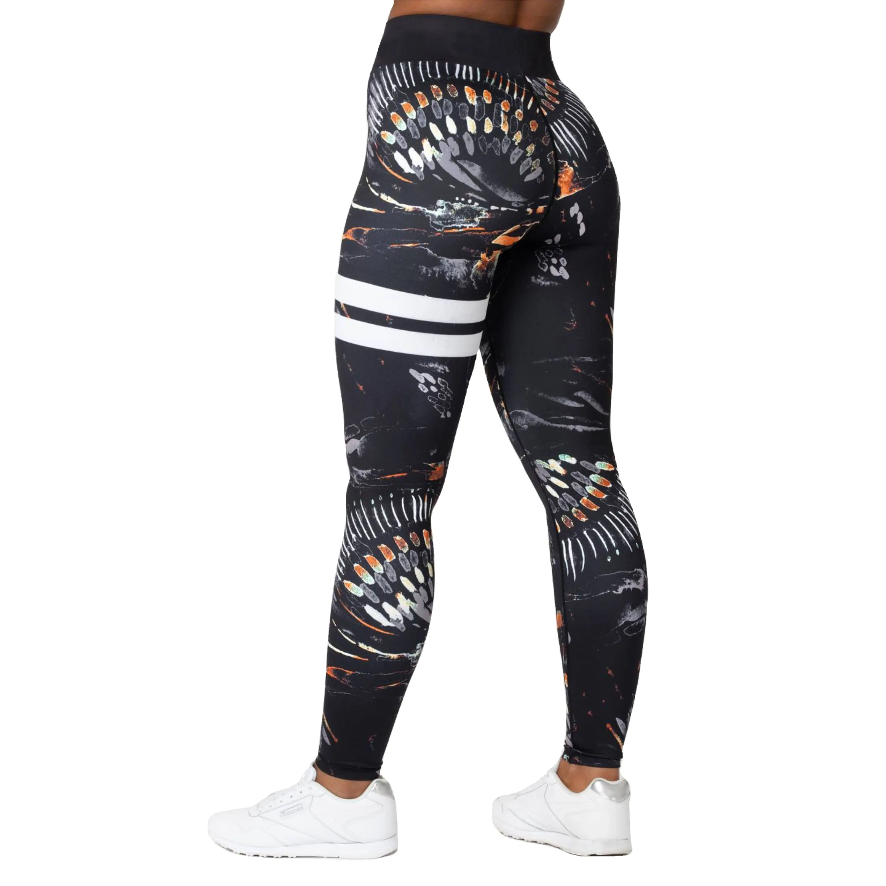 Calça leggings feminina, estampa de cobra, controle de barriga, 4 vias, stretch, cintura alta, dupla, escovada, fitness, roupas esportivas