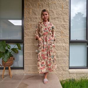 Robe Kimono en Coton Imprimée à la Main Style Bohème, Légère et Respirante, Taille Unique pour la Maison ou la Nuit, Fourniture ODM - Product Image 5