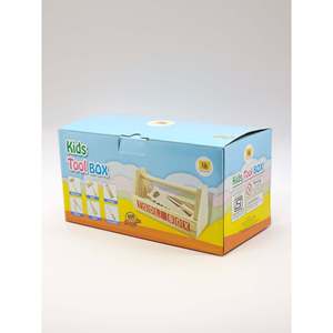 Boîte à outils en bois pour enfants avec ensemble de jouets en plastique pour apprendre les compétences de base - Product Image 5