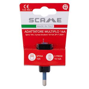 Adaptador de 3 Tomas 2P+T 10/16A Negro PP0452 1R (Estándar Italiano Bidireccional) - Product Image 2