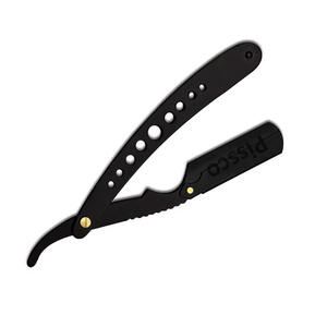 <b>Top</b> Quality Barber Razors Black Color Coated Straight Edge German Stainless Steel Shaving Razor With Leather Pouch - Product Image 3