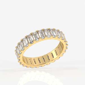 <b>Emerald</b> Cut Moissanite Diamond Eternity Band <b>Ring</b> Sterling <b>Silver</b> Elegant and Durable Wedding Accessory - Product Image 2